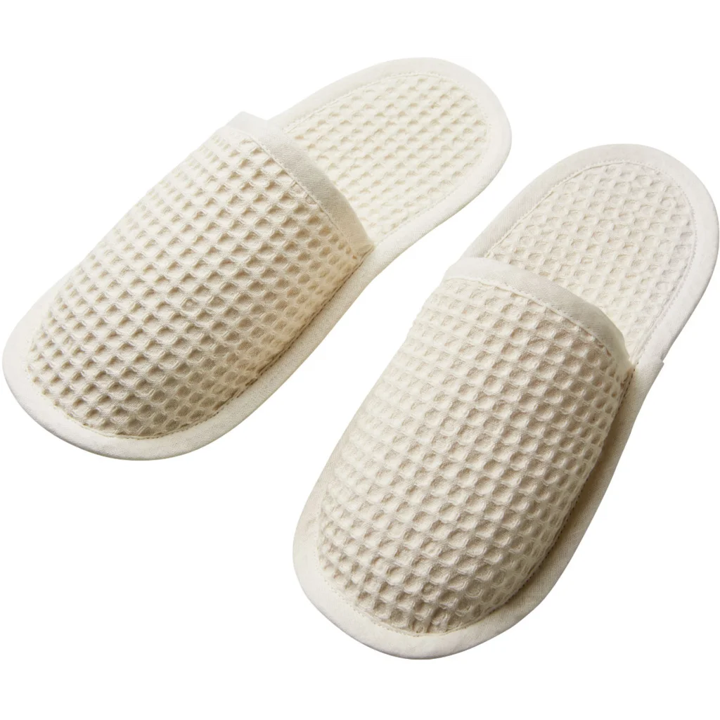 Bio Waffelpiqué Slipper in Creme von Cotonea Größe L (42-43)