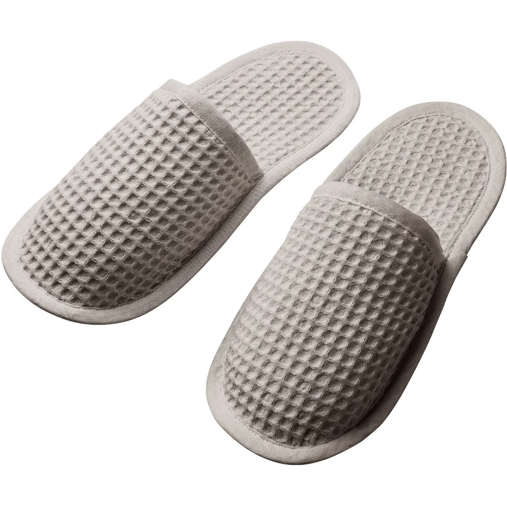 Bio Waffelpiqué Slipper in Leinen von Cotonea Größe L (42-43)