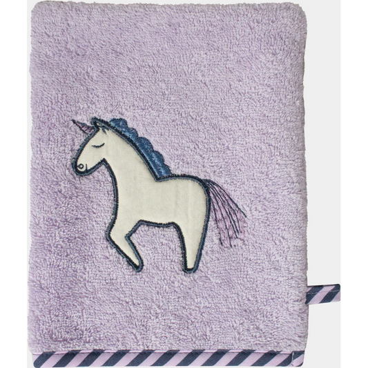Frottier Baby-+Kinder-Waschhandschuh Einhorn in Flieder Muster Einhorn von KATHA covers Größe 16x21 cm
