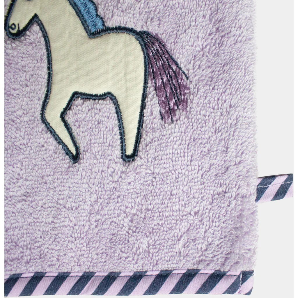 Frottier Baby-+Kinder-Waschhandschuh Einhorn in Flieder Muster Einhorn von KATHA covers Größe 16x21 cm