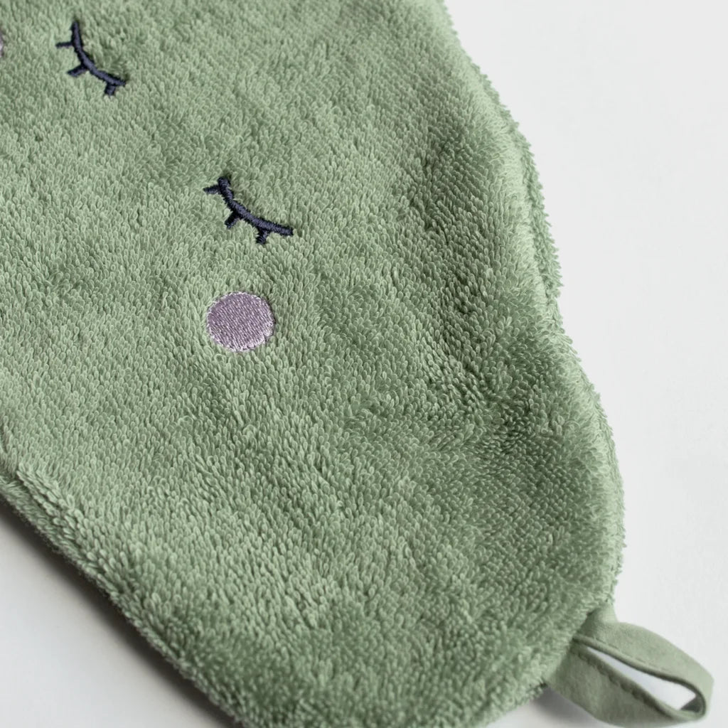 Frottier Baby-+Kinder-Waschhandschuh in Wolken-Form in Grün Muster Wolke von KATHA covers Größe 34 cm