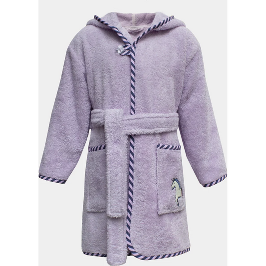 Frottier Kinder-Bademantel Einhorn in Flieder Muster Einhorn von KATHA covers Größe 98+104