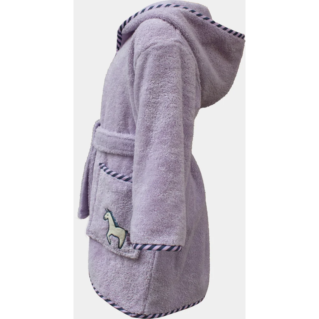 Frottier Kinder-Bademantel Einhorn in Flieder Muster Einhorn von KATHA covers Größe 98+104