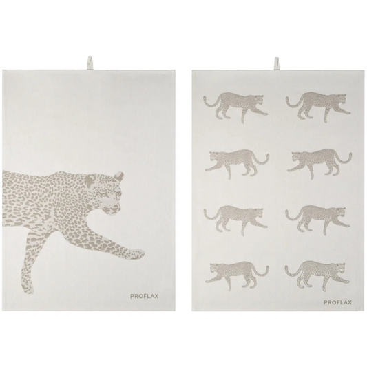 Geschirrtuch Leopard 2er-Pack in Taupe Braun Muster Leopard von Proflax Größe 50x70 cm
