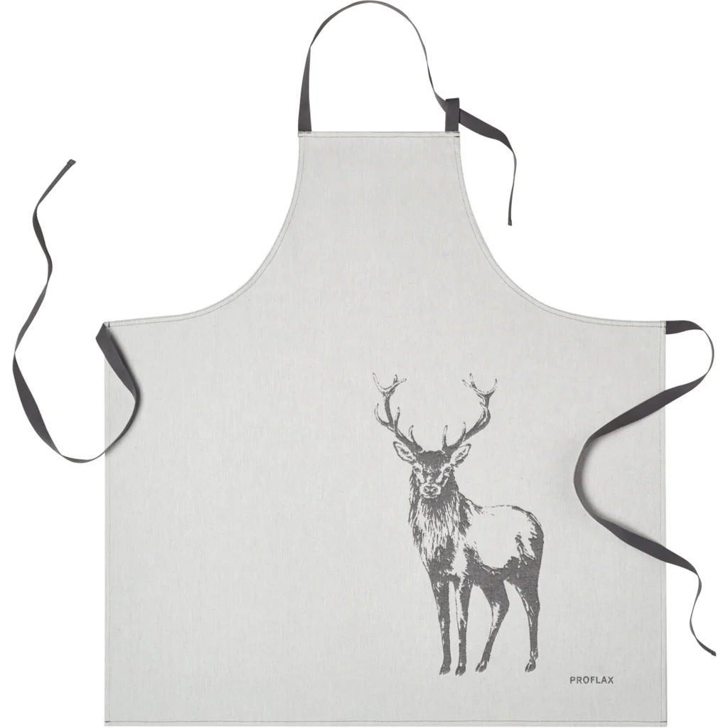 Schürze Hirsch in Grau Muster Hirsch von Proflax Größe 80x80 cm